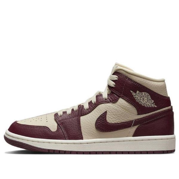 Nike Air Jordan 1 Mid Tops Beach Cherrywood Kengät Naisille Burgundy Khaki