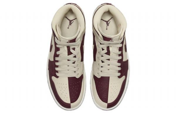 Nike Air Jordan 1 Mid Tops Beach Cherrywood Kengät Naisille Burgundy Khaki