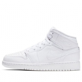 Nike Air Jordan 1 Mid Tops Bg Retro Koripallokengät Miehille Valkoinen
