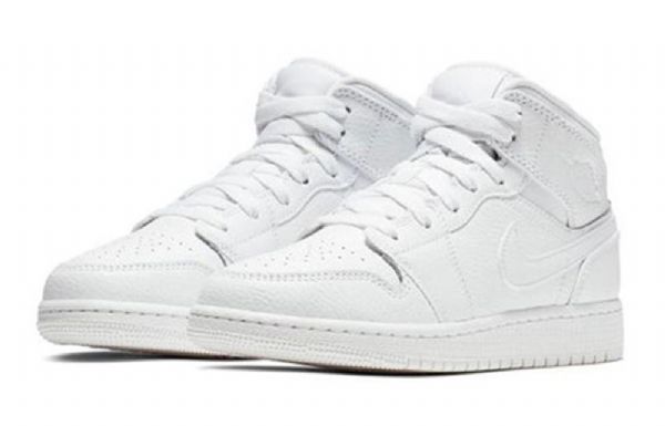 Nike Air Jordan 1 Mid Tops Bg Retro Koripallokengät Miehille Valkoinen