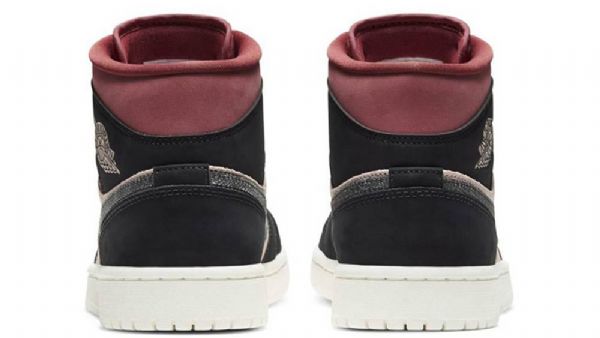 Nike Air Jordan 1 Mid Tops Canyon Rust Kengät Miehille Musta Burgundy