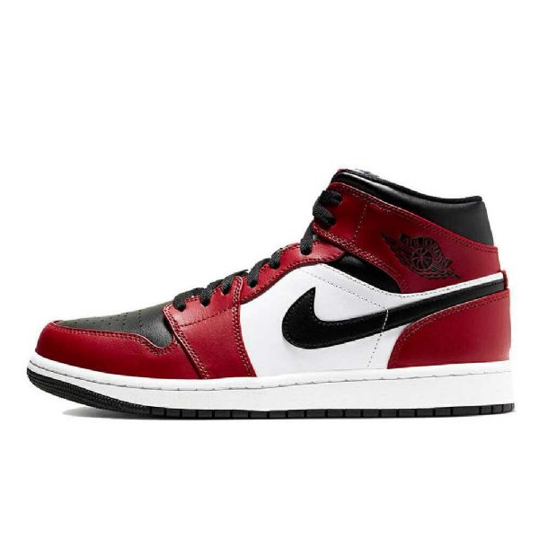 Nike Air Jordan 1 Mid Tops Chicago Toe Kengät Miehille Musta Punainen Valkoinen