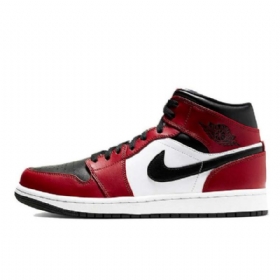 Nike Air Jordan 1 Mid Tops Chicago Toe Kengät Miehille Musta Punainen Valkoinen