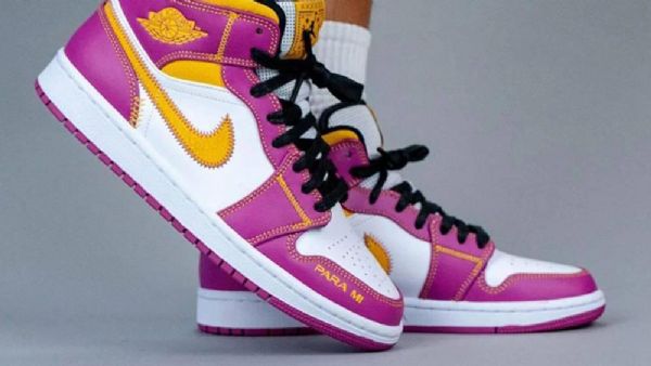 Nike Air Jordan 1 Mid Tops Dia De Muertos (kuolleiden Päivä) Kengät Miehille Purppura Valkoinen