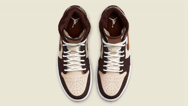 Nike Air Jordan 1 Mid Tops Fleece-kengät Naisille Ruskea Khaki