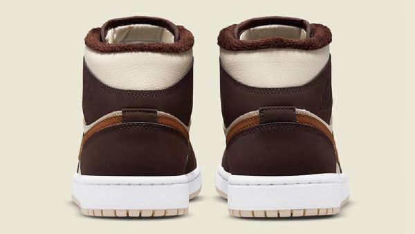 Nike Air Jordan 1 Mid Tops Fleece-kengät Naisille Ruskea Khaki