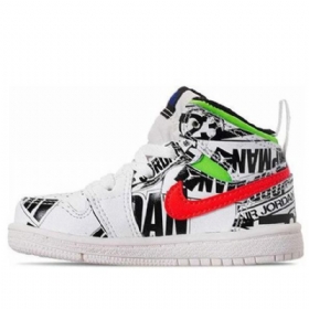 Nike Air Jordan 1 Mid Tops Graffiti Td Kengät Lapsille Valkoinen