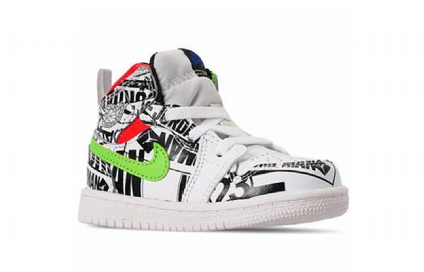 Nike Air Jordan 1 Mid Tops Graffiti Td Kengät Lapsille Valkoinen