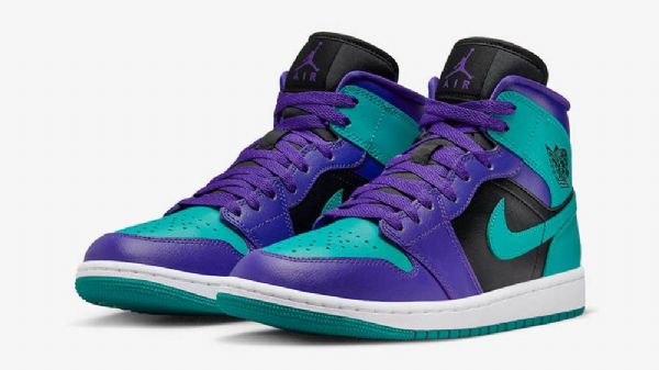 Nike Air Jordan 1 Mid Tops Grape Kengät Naisille Musta Vihreä