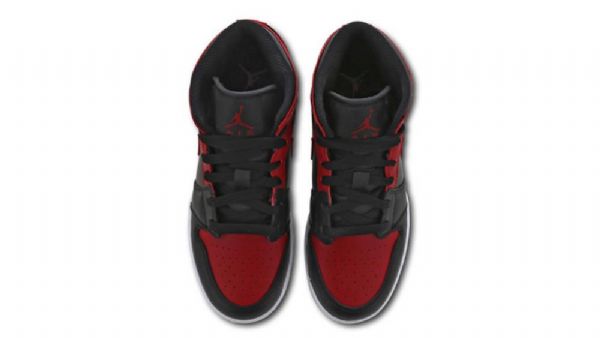 Nike Air Jordan 1 Mid Tops Gs Banned Kengät Miehille Musta Punainen