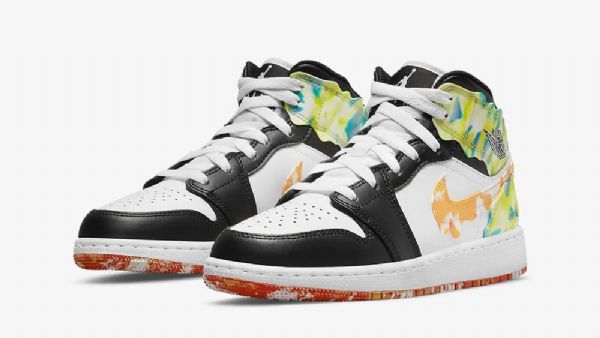 Nike Air Jordan 1 Mid Tops Gs Drip Kengät Naisille Musta Valkoinen Vihreä