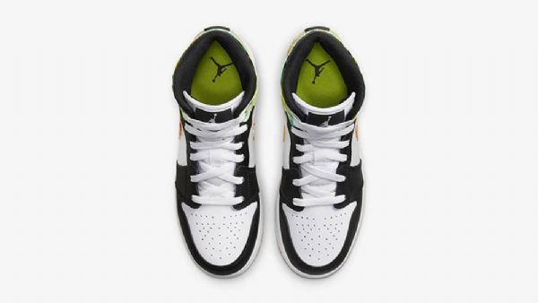 Nike Air Jordan 1 Mid Tops Gs Drip Kengät Naisille Musta Valkoinen Vihreä