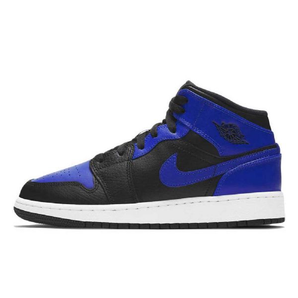 Nike Air Jordan 1 Mid Tops Gs Hyper Royal Kengät Miehille Musta Sininen
