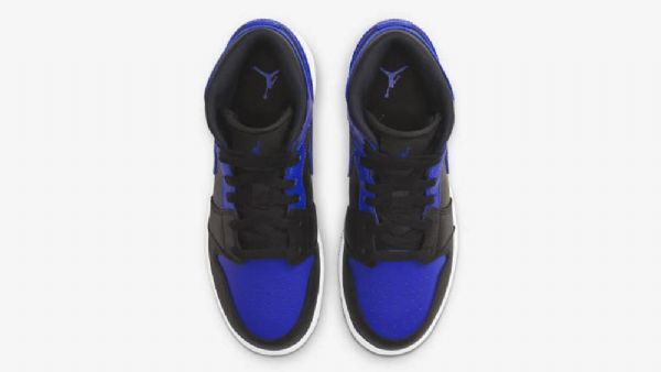 Nike Air Jordan 1 Mid Tops Gs Hyper Royal Kengät Miehille Musta Sininen