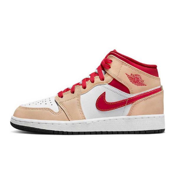 Nike Air Jordan 1 Mid Tops Gs Kengät Naisille Beigenpunainen