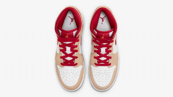 Nike Air Jordan 1 Mid Tops Gs Kengät Naisille Beigenpunainen