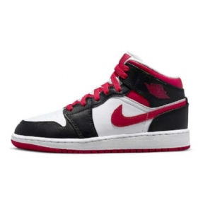 Nike Air Jordan 1 Mid Tops Gs Kengät Naisille Valkoinen Musta Punainen