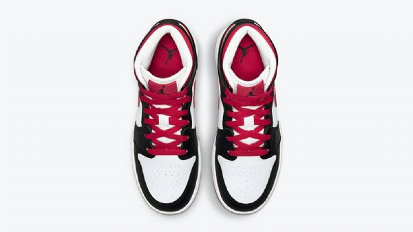 Nike Air Jordan 1 Mid Tops Gs Kengät Naisille Valkoinen Musta Punainen