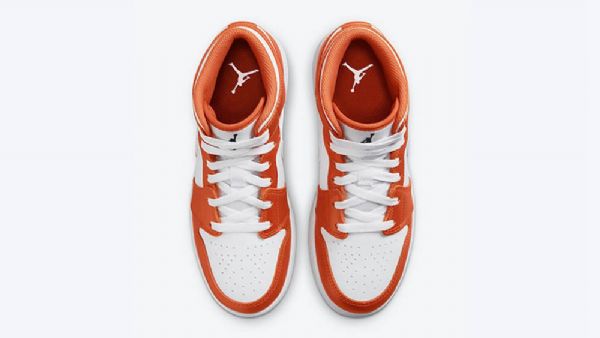 Nike Air Jordan 1 Mid Tops Gs Kengät Naisille Valkooranssi