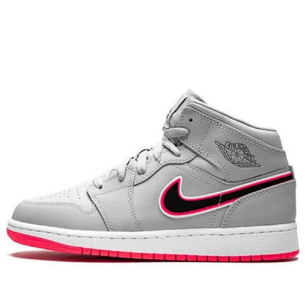 Nike Air Jordan 1 Mid Tops Gs Koripallokengät Miehille Harmaa Pinkki