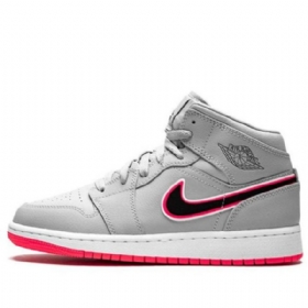 Nike Air Jordan 1 Mid Tops Gs Koripallokengät Miehille Harmaa Pinkki