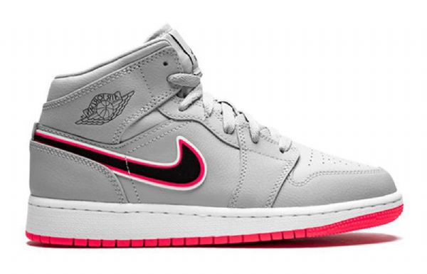 Nike Air Jordan 1 Mid Tops Gs Koripallokengät Miehille Harmaa Pinkki