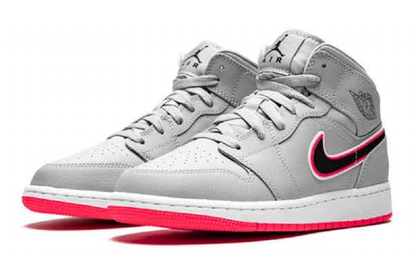Nike Air Jordan 1 Mid Tops Gs Koripallokengät Miehille Harmaa Pinkki