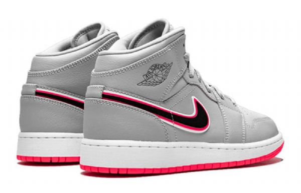 Nike Air Jordan 1 Mid Tops Gs Koripallokengät Miehille Harmaa Pinkki