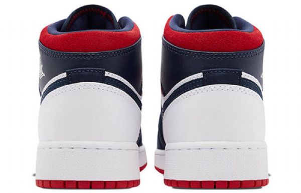 Nike Air Jordan 1 Mid Tops Gs Koripallokengät Miehille Laivastonvalkoinen Punainen