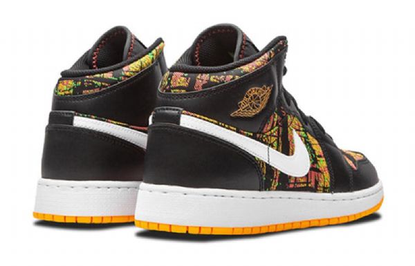 Nike Air Jordan 1 Mid Tops Gs Koripallokengät Miehille Musta Oranssi