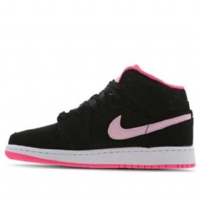 Nike Air Jordan 1 Mid Tops Gs Koripallokengät Miehille Musta Pinkki