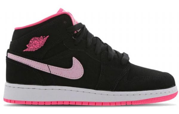 Nike Air Jordan 1 Mid Tops Gs Koripallokengät Miehille Musta Pinkki