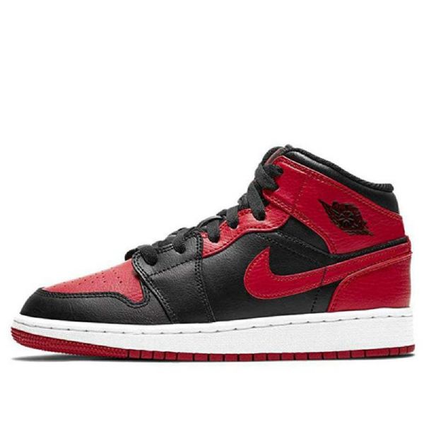 Nike Air Jordan 1 Mid Tops Gs Koripallokengät Miehille Musta Punainen