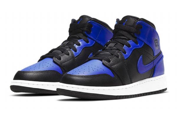 Nike Air Jordan 1 Mid Tops Gs Koripallokengät Miehille Musta Sininen