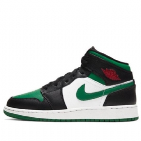Nike Air Jordan 1 Mid Tops Gs Koripallokengät Miehille Musta Vihreä