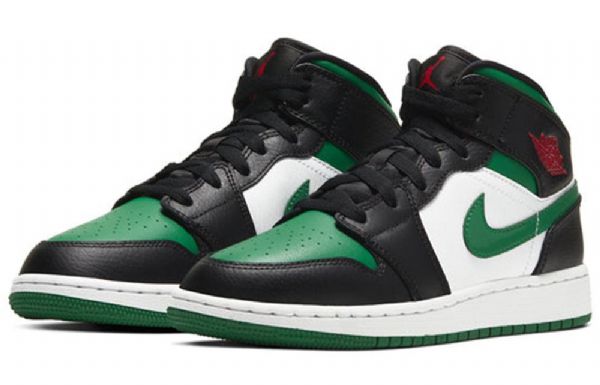 Nike Air Jordan 1 Mid Tops Gs Koripallokengät Miehille Musta Vihreä