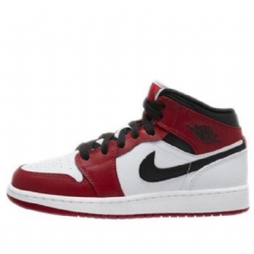 Nike Air Jordan 1 Mid Tops Gs Koripallokengät Miehille Punainen Valkoinen