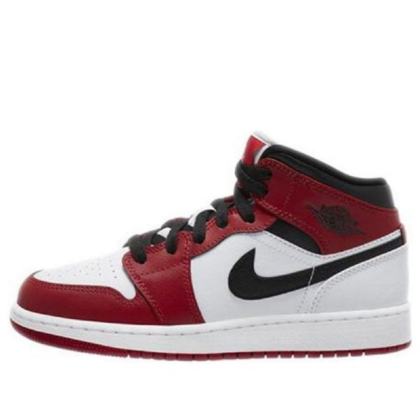 Nike Air Jordan 1 Mid Tops Gs Koripallokengät Miehille Punainen Valkoinen