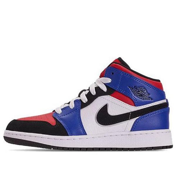 Nike Air Jordan 1 Mid Tops Gs Koripallokengät Miehille Sininen Punainen Valkoinen