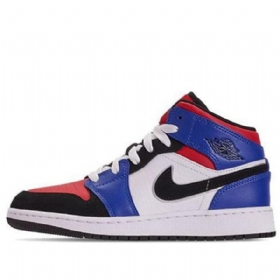 Nike Air Jordan 1 Mid Tops Gs Koripallokengät Miehille Sininen Punainen Valkoinen