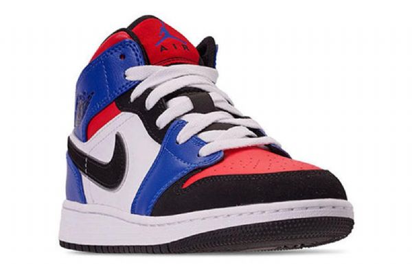 Nike Air Jordan 1 Mid Tops Gs Koripallokengät Miehille Sininen Punainen Valkoinen