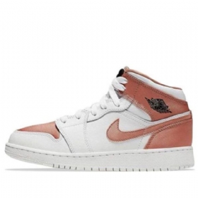 Nike Air Jordan 1 Mid Tops Gs Koripallokengät Miehille Valkoinen Pinkki Kulta