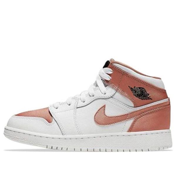 Nike Air Jordan 1 Mid Tops Gs Koripallokengät Miehille Valkoinen Pinkki Kulta