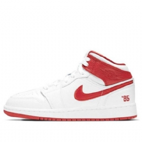 Nike Air Jordan 1 Mid Tops Gs Koripallokengät Miehille Valkoinen Punainen