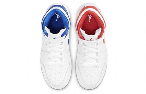 Nike Air Jordan 1 Mid Tops Gs Koripallokengät Miehille Valkoinen Punainen