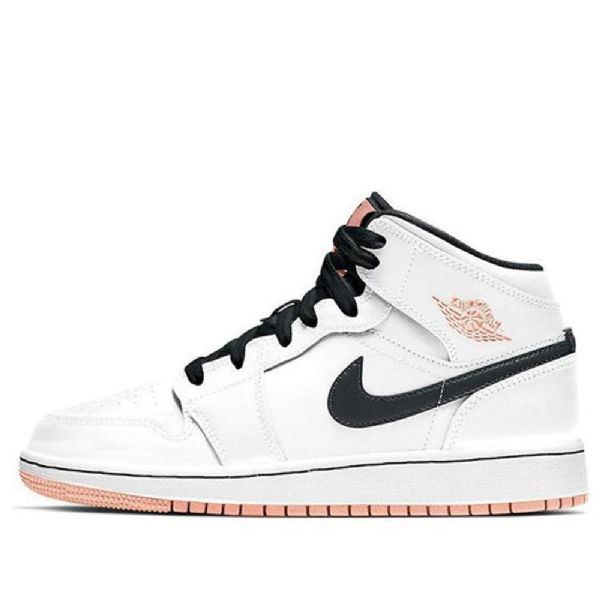 Nike Air Jordan 1 Mid Tops Gs Koripallokengät Miehille Valkooranssi