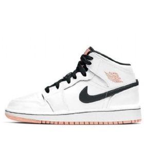 Nike Air Jordan 1 Mid Tops Gs Koripallokengät Miehille Valkooranssi