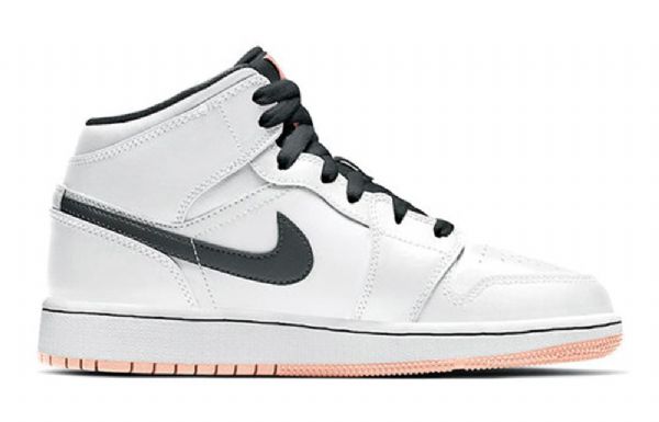 Nike Air Jordan 1 Mid Tops Gs Koripallokengät Miehille Valkooranssi