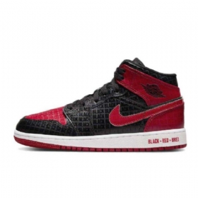 Nike Air Jordan 1 Mid Tops Gs Leveät Kengät Naisille Musta Punainen