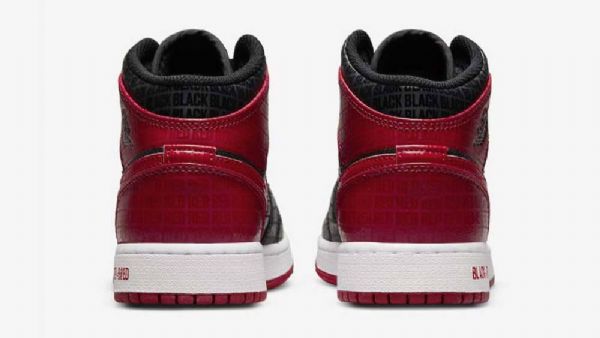 Nike Air Jordan 1 Mid Tops Gs Leveät Kengät Naisille Musta Punainen